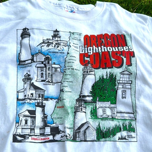 1993 Oregon Lighthouse Coast Vintage T-Shirt - Picture 2 of 6